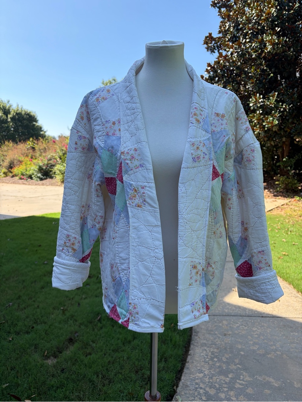 Handmade vintage quilt, Upcycled Quilt coat size Small
